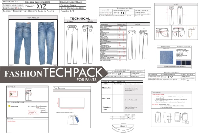 I will create a fashion tech pack for custom garments