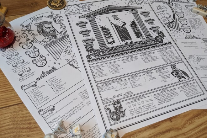 I will create a fully custom character sheet for your rpg games
