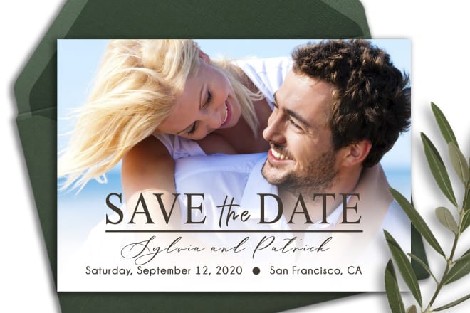 I will create a save the date card for your wedding