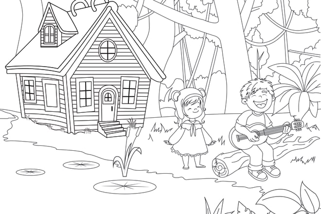 I will create beautiful colouring book illustration