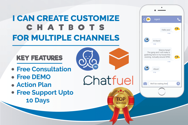 I will create chatbot using manychat chatfuel along with zapier