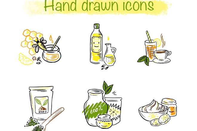 I will create hand drawn icons, doodle illustration