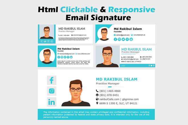 I will create HTML email signatures or clickable email signature