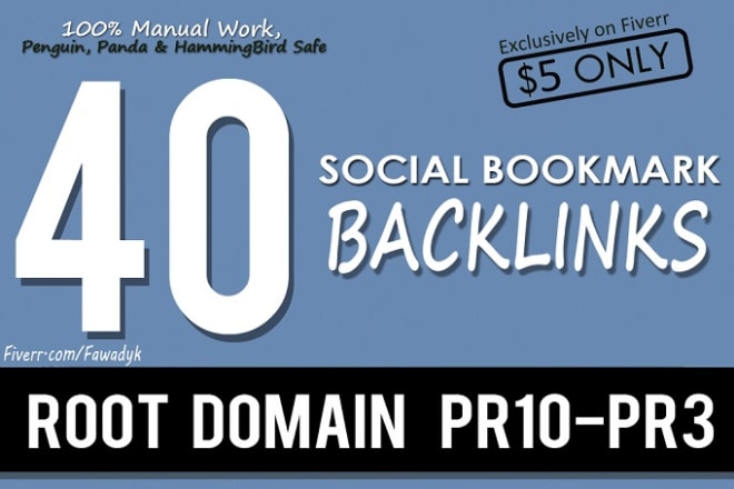 I will create manually 40 pr10 social bookmark backlinks