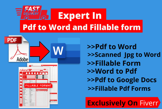 I will create PDF fillable form and convert PDF to word in 24 hours