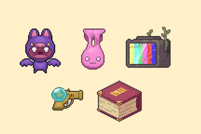 I will create pixel art characters or items for your game