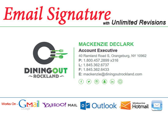 I will create professional clickable HTML email signature