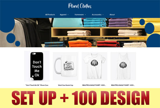 I will create teespring store with 100 designs products