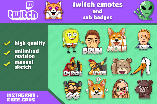 I will create twitch emote or sub badge