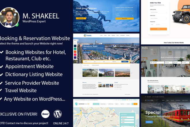 I will create wordpress booking reservation and listing website
