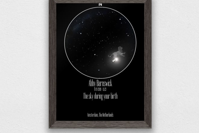 I will custom star map of the night sky by an astronomer