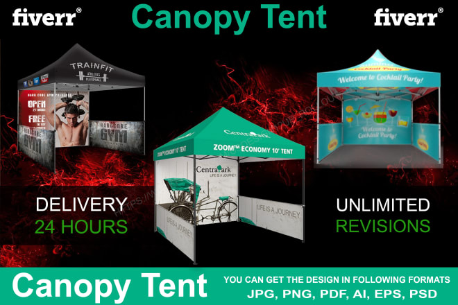 I will design a creative canopy tents, pop up wall, table cover, for your business