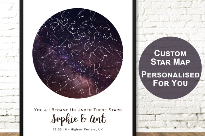 I will design a custom star map digital file