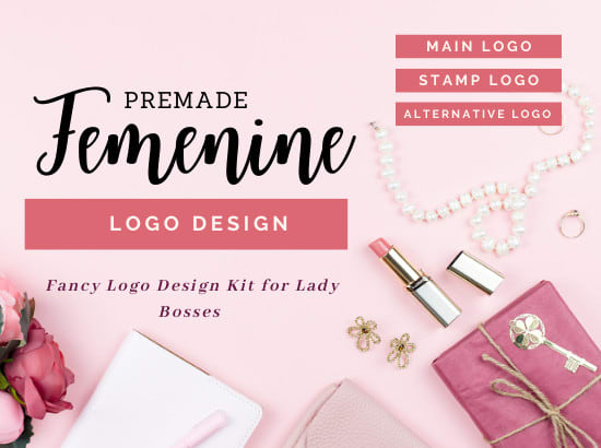 I will design a pretty feminine logo kit