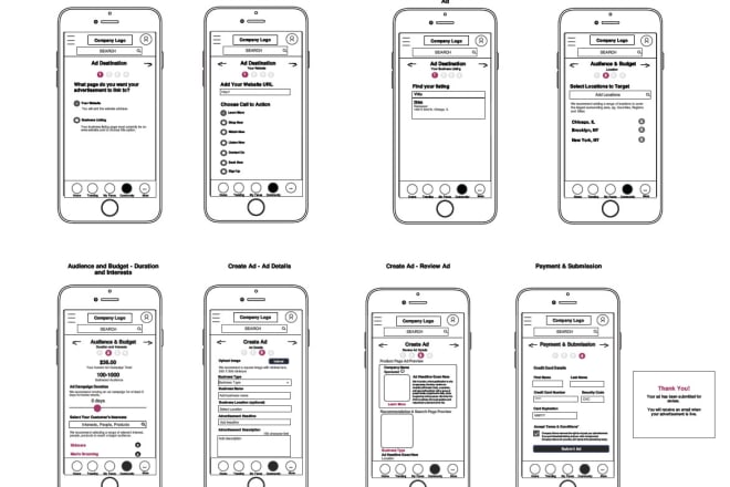 I will design a wireframe or interactive prototype for mobile, web, newsletter