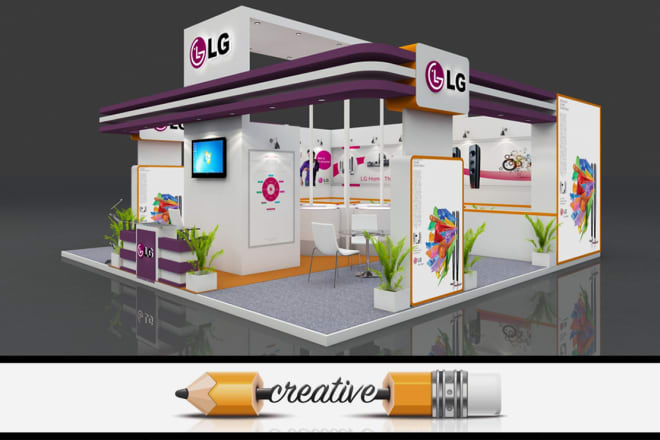 I will design an exhibition stand, booth, kiosk, stall