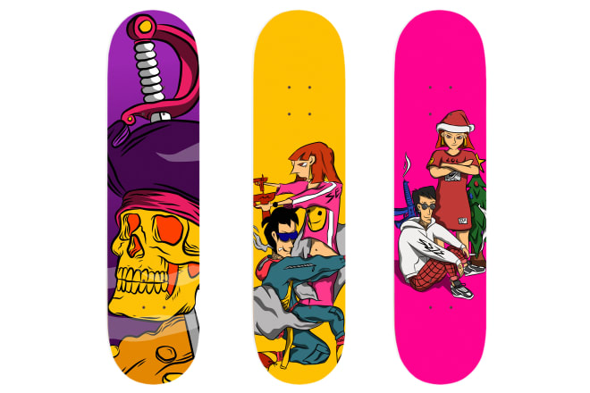 I will design an illustration for your skateboard deck