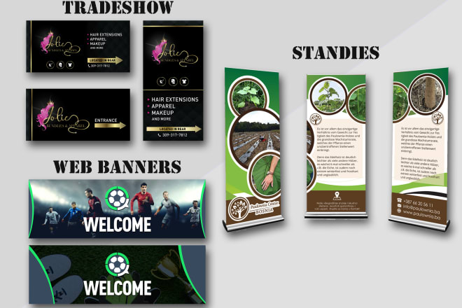 I will design banner, standee, tablecover and backdrop booth banner