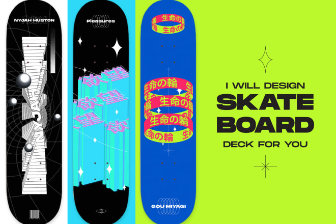 I will design bold and edgy wheels and skateboard for you