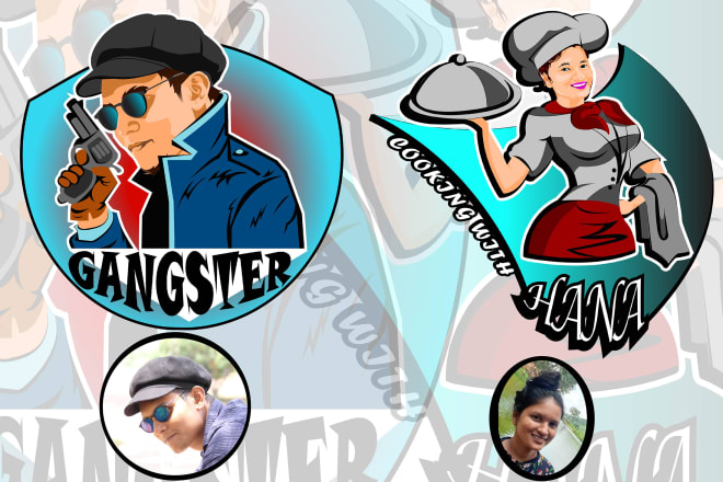 I will design custom face, mascot, gaming and caricature logo from photo