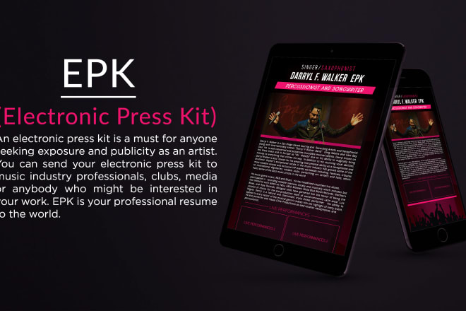 I will design epk, electronic press kit, media kit,