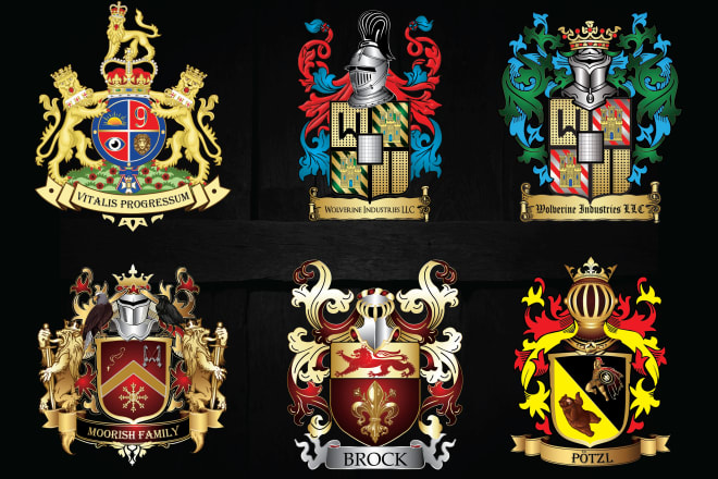 I will design family crest luxury regal heraldic coat of arms logo