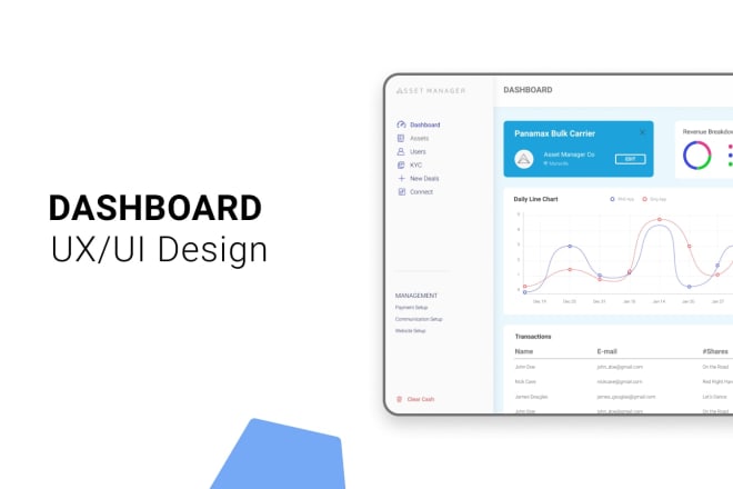 I will design for you clean and professional dashboard