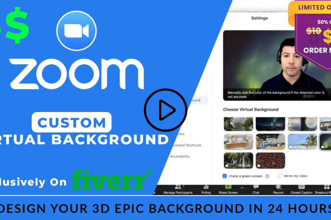 I will design full HD custom zoom virtual background