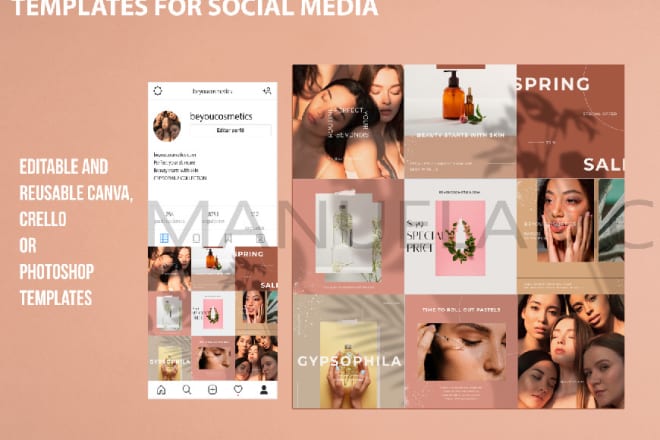 I will design instagram templates for social media post canva, crello, photoshop