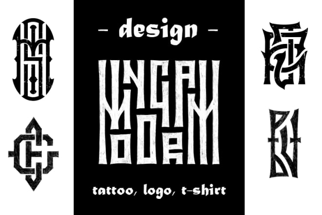 I will design monogram logo, typography tattoo, initial letters