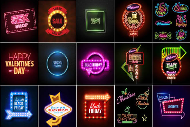 I will design neon signs logo and texts