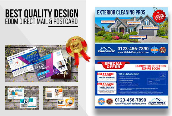 I will design postcard direct mail eddm greeting card gift voucher