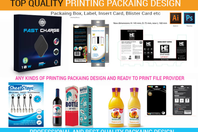 I will design product packaging box, label, insert card, sticker