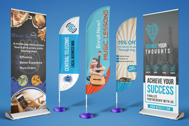 I will design professional feather flag or roll up banner
