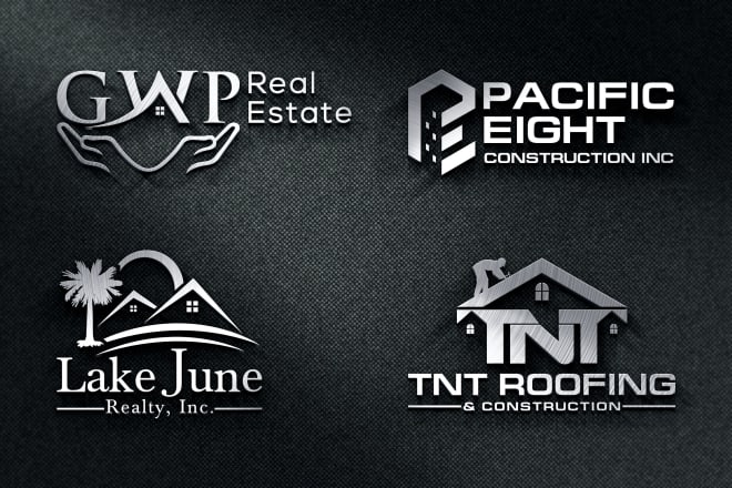 I will design real estate logo with free business card design