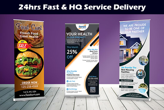 I will design unique roll up banner, billboard, banner ads and poster within 24hrs