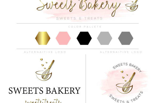 I will design watercolor cakes,cupcakes and bakery products logo