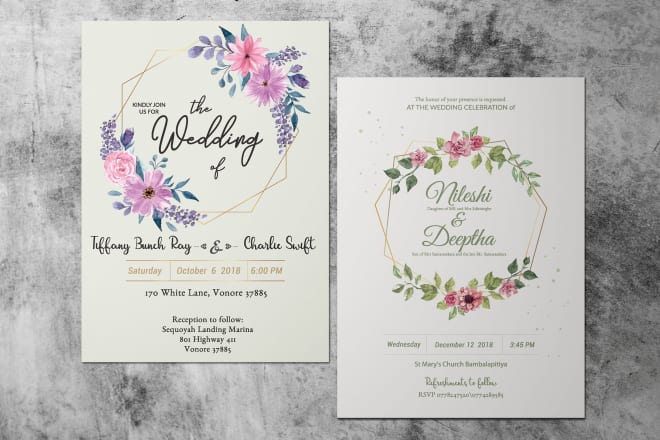 I will design wedding invitations, save the date, rsvp card