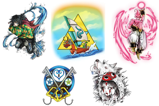 I will design you a stylised tattoo games anime geek