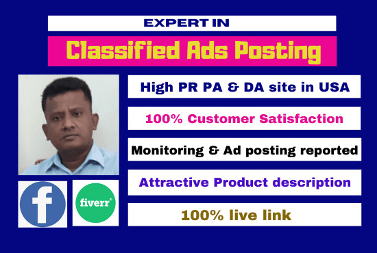 I will do 60 classified ads posting manually in USA