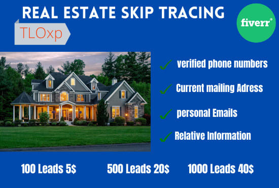I will do accurate real estate skip tracing by tloxp skiptrace