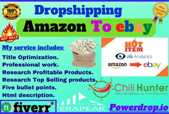 I will do amazon to ebay dropshipping listing hot selling