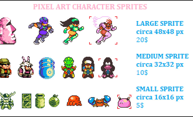 I will do any pixel art characters animated sprite