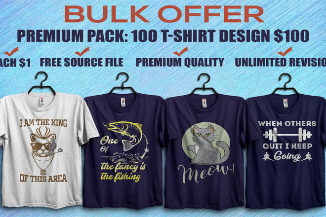 I will do bulk t shirt design for your online store