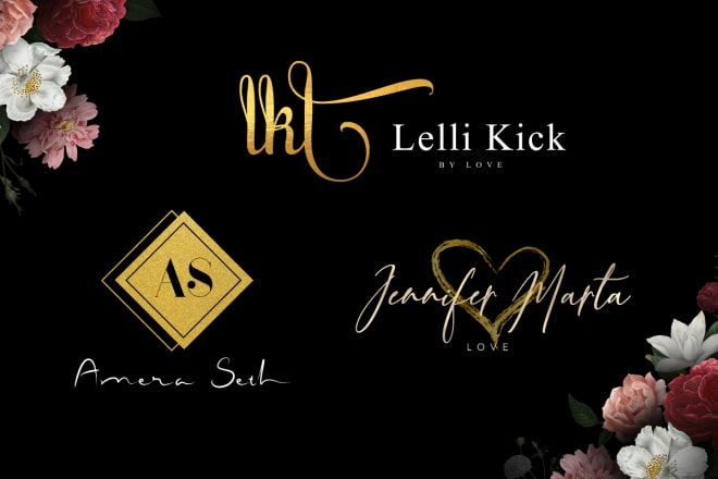 I will do elegant luxury feminine and signature logo for you