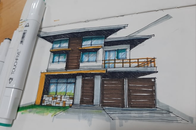 I will do exterior or interior architectural sketch perspective