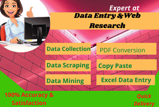 I will do fastest data entry and web research professionally