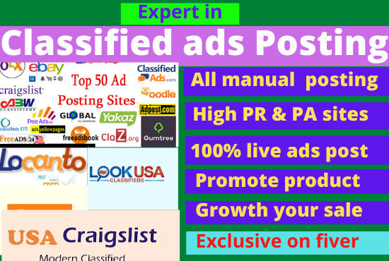 I will do highly classified ad posting in the USA, UK, canada, aus