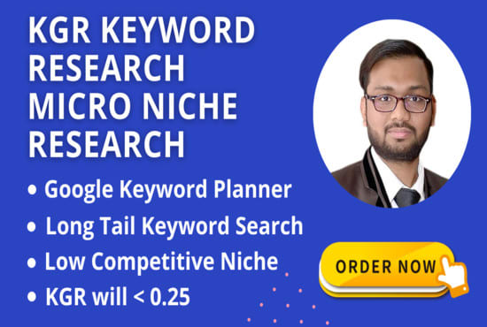 I will do kgr keyword search micro niche research for google traffic