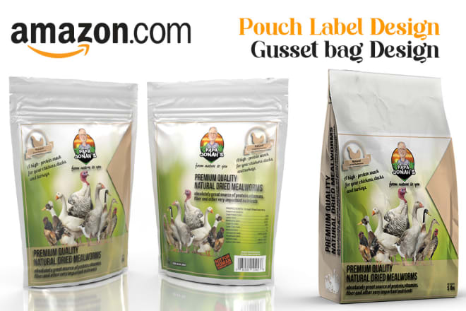 I will do pouch bag label design and 3d gusset bag packaging design